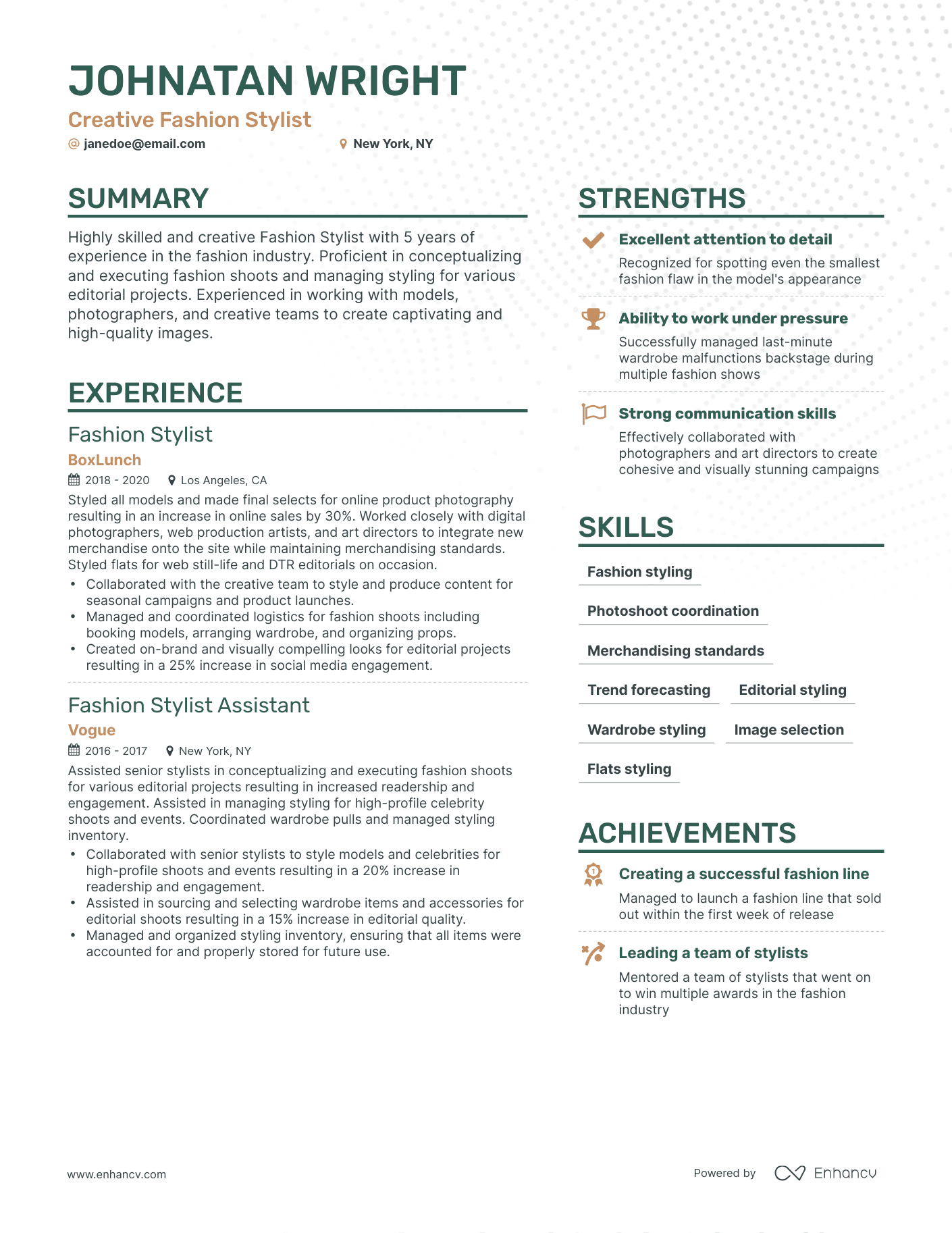 5 Fashion Stylist Resume Examples And Guide For 2023 1979